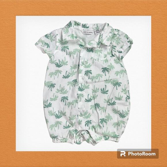 3/$20 Janie And Jack Baby 0 To 3 Months 100% Cotton One Piece Romper Palm Trees - Picture 1 of 9